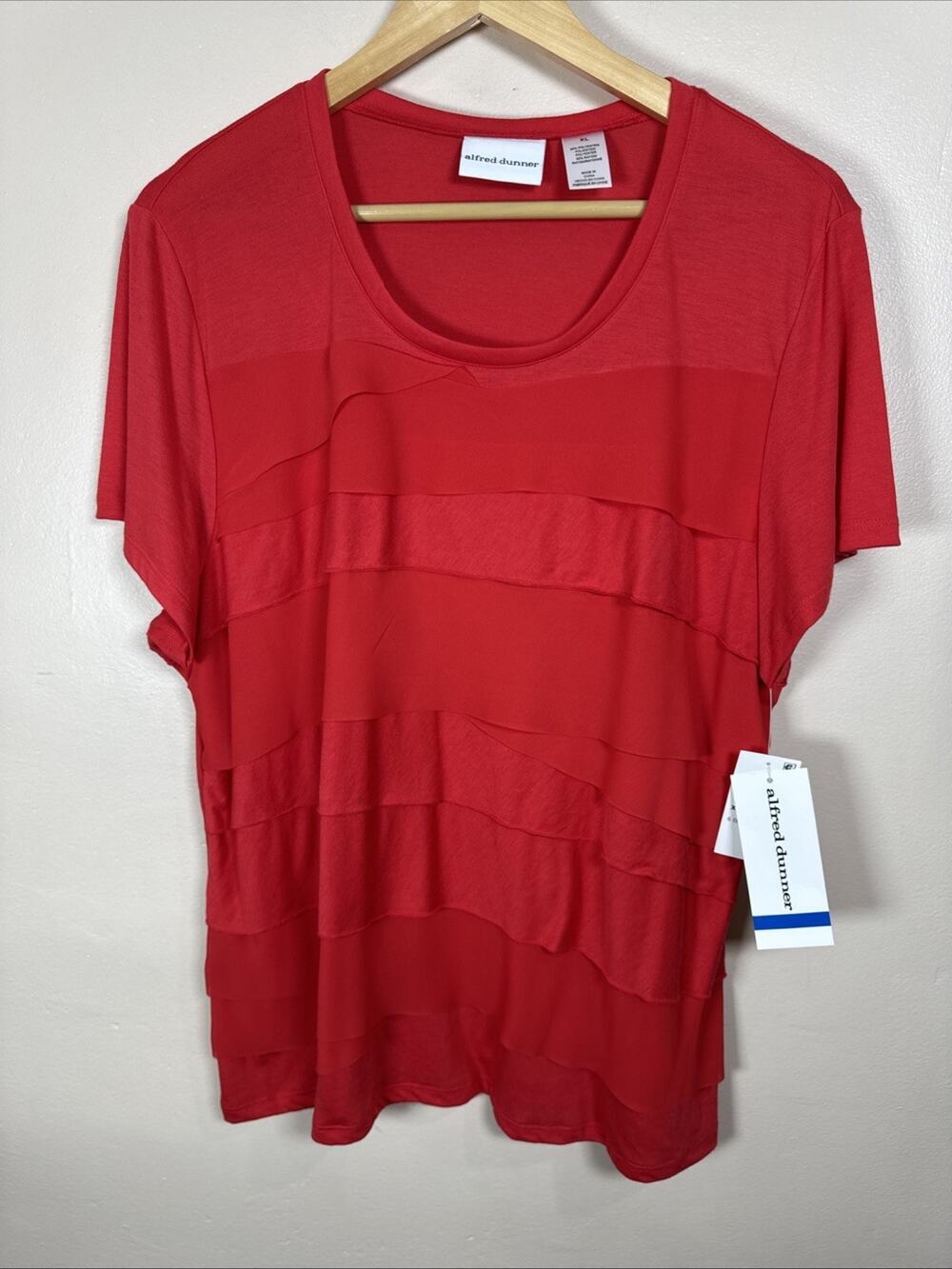 NWT Alfred Dunner Womens Shirt Top MSRP $48 XL Waterfall Layered Orange